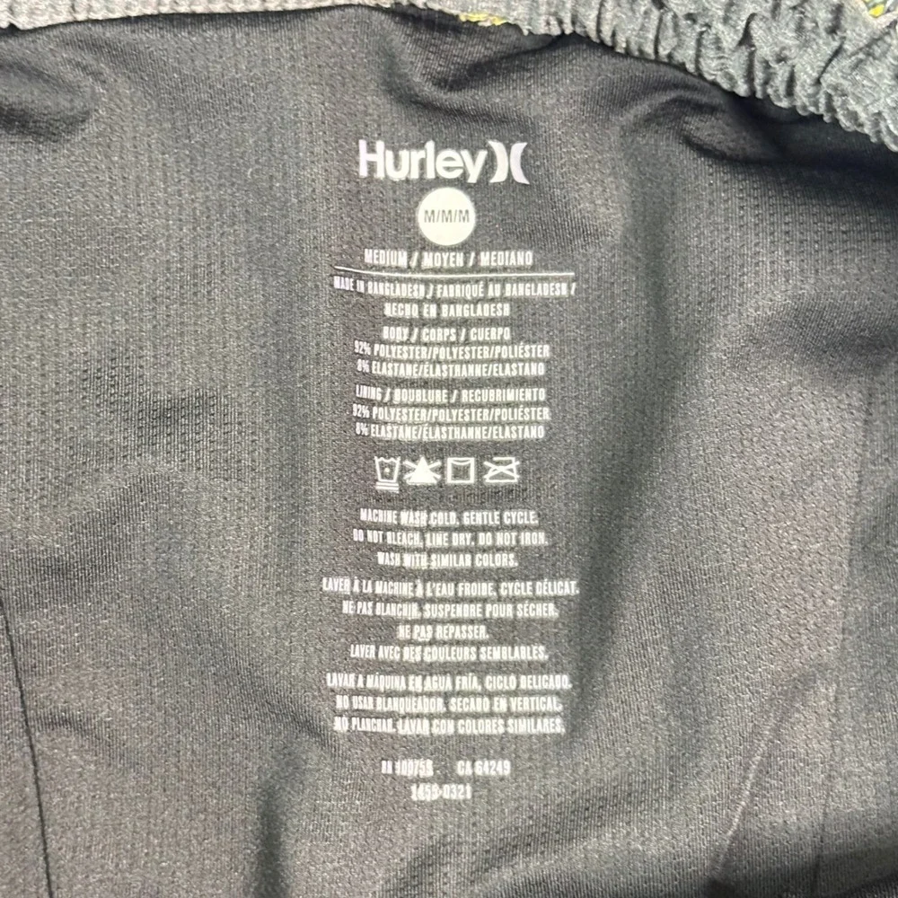 Hurley Mens Yellow Pineapple Print Board Shorts Swim Trunks Sz Medium 7in Inseam